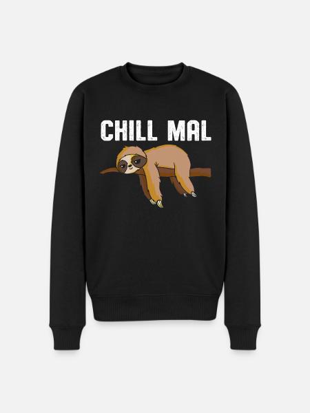 Chill mal Faultier - Männer Premium Bio Pullover - Schwarz