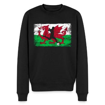 Wales Fußball Fan von walisischer Mannschaft - Männer Premium Bio Pullover - Schwarz - Vorne - Nico (187cm)