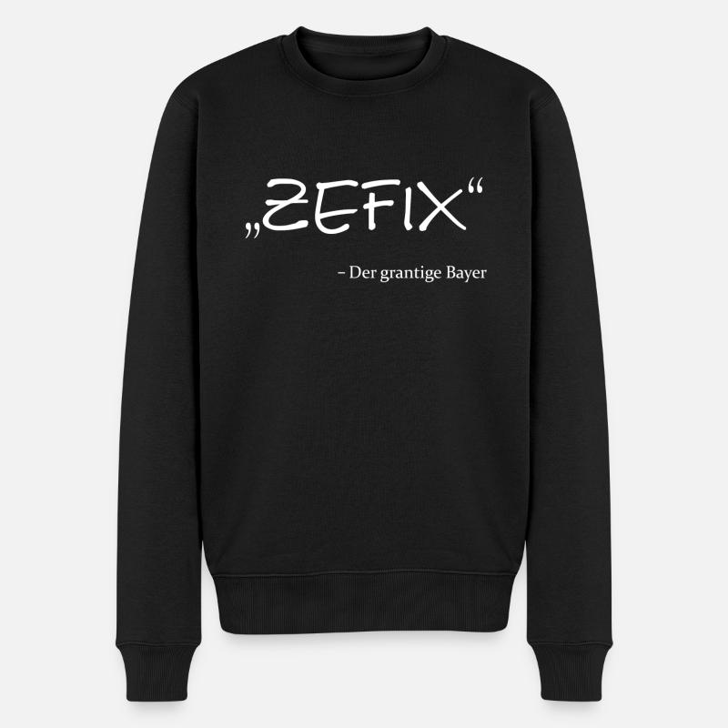 Zefix Der grantige Bayer Bayern lustiger Spruch - Männer Premium Bio Pullover - Schwarz