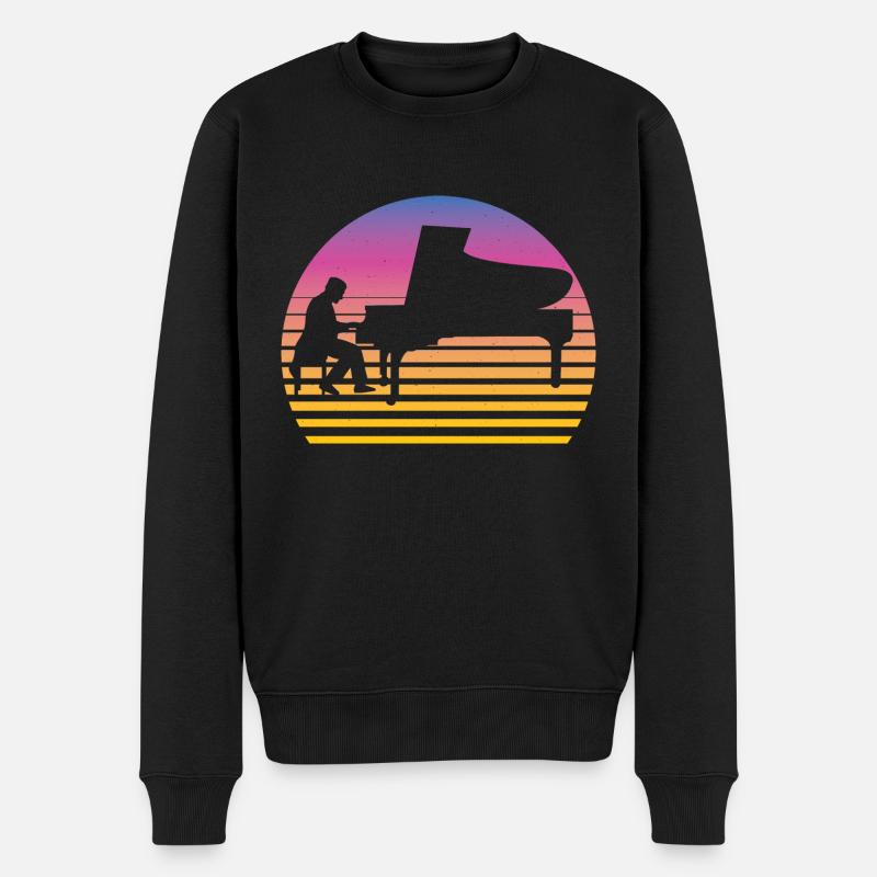 Klavier Retro Piano Vintage - Männer Premium Bio Pullover - Schwarz