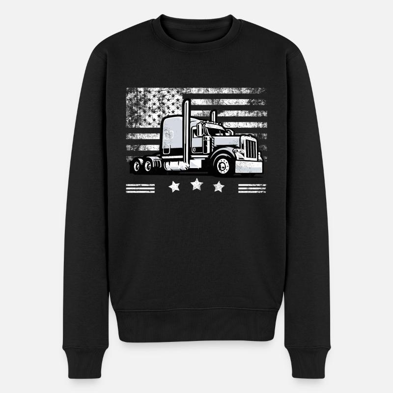 Trucker American Flag LKW-Fahrer - Männer Premium Bio Pullover - Schwarz
