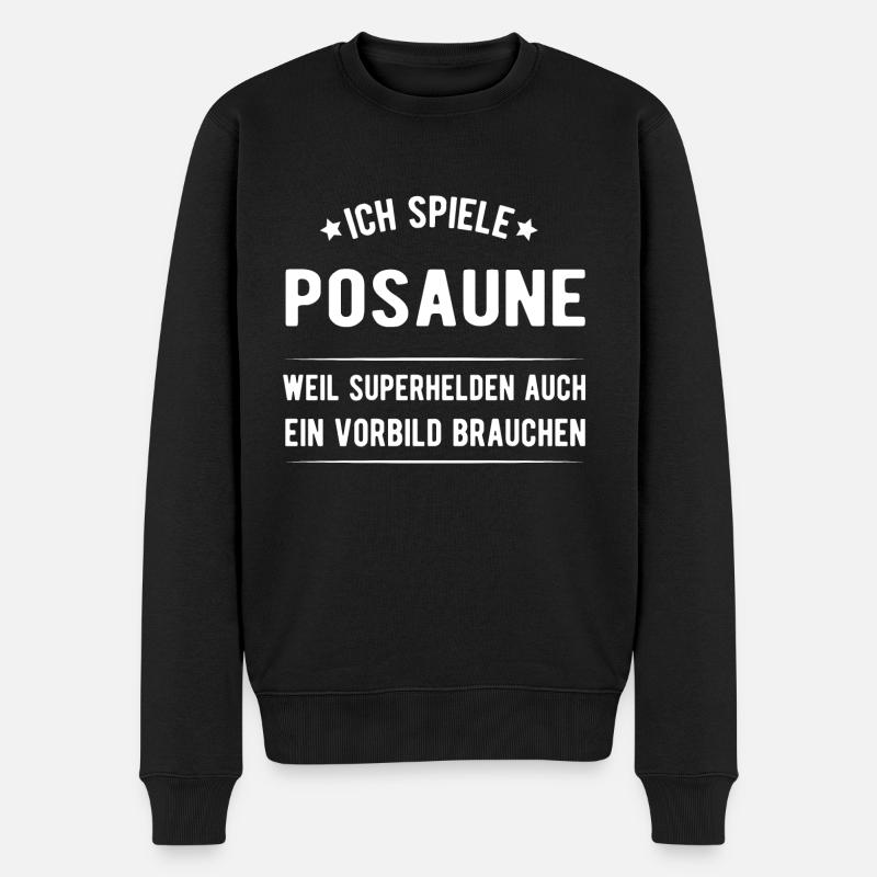 Posaune - Männer Premium Bio Pullover - Schwarz