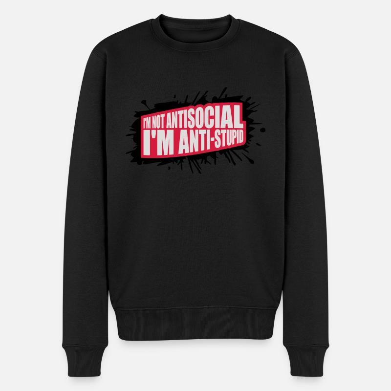 not antisocial anti stupid - Männer Premium Bio Pullover - Schwarz