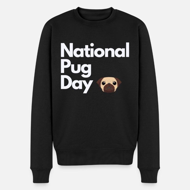 National Pug Day Mops - Männer Premium Bio Pullover - Schwarz