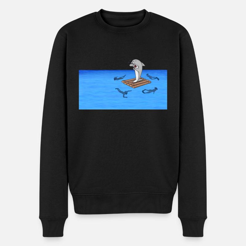 Requin sur radeau - Pull Premium bio Homme - noir