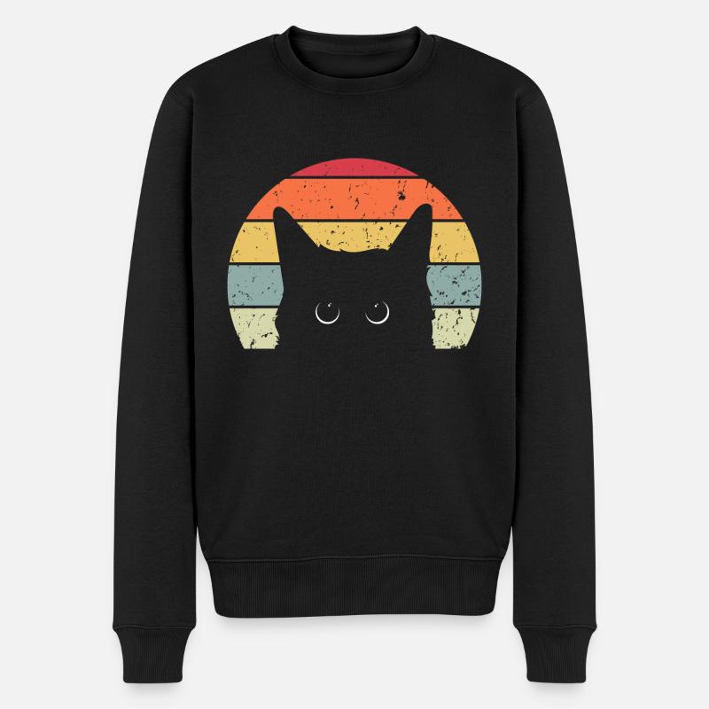 chat noir retro - Pull Premium bio Homme - noir