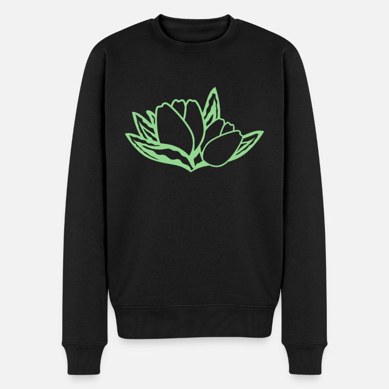Tulpe - Männer Premium Bio Pullover - Schwarz