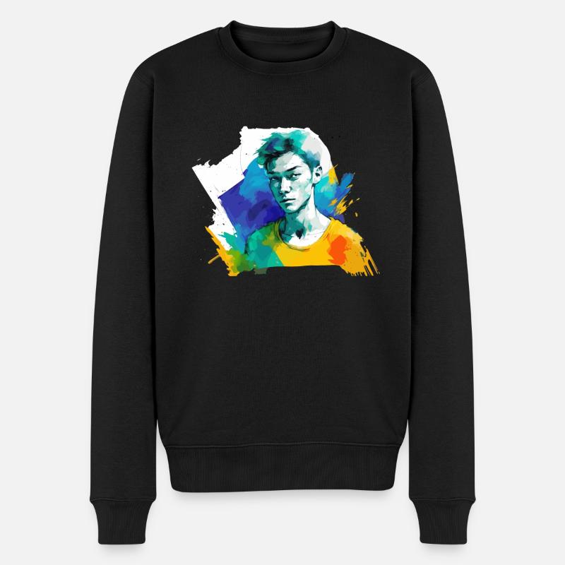 Aquarelles d’un garçon - Pull Premium bio Homme - noir