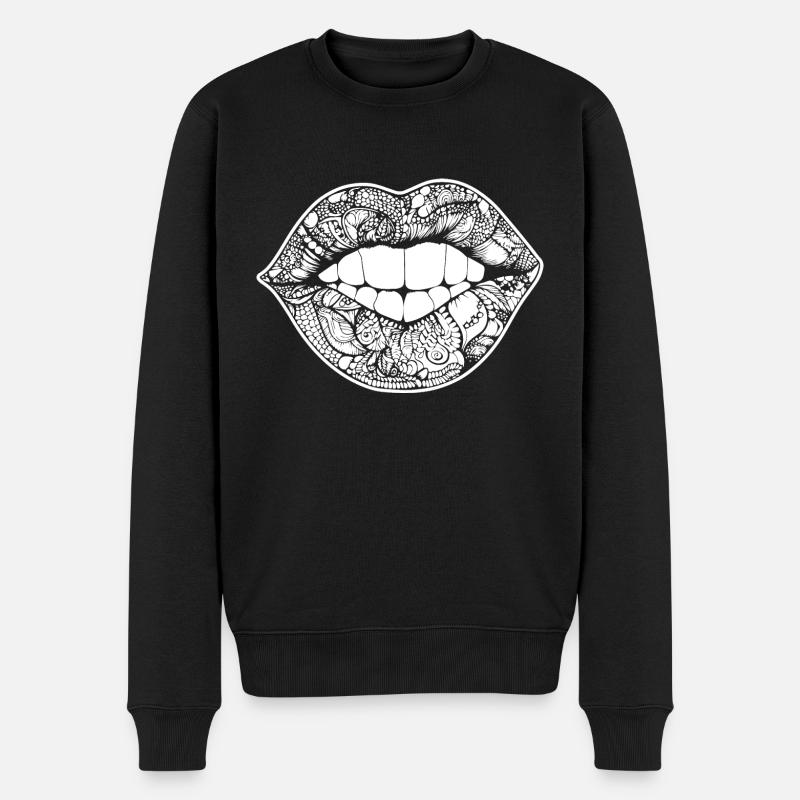 Lèvres, bouche, baisers lèvres - Pull Premium bio Homme - noir