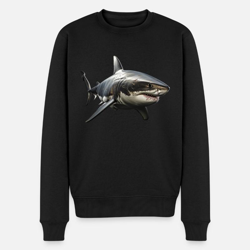 Weisser Hai - Männer Premium Bio Pullover - Schwarz