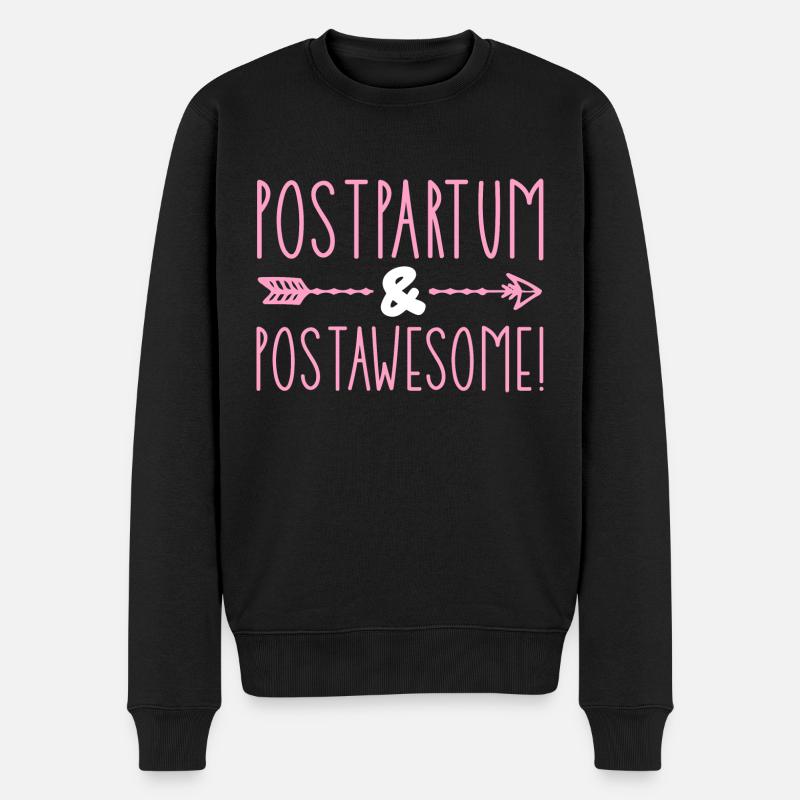Postpartum & Postawesome - Männer Premium Bio Pullover - Schwarz