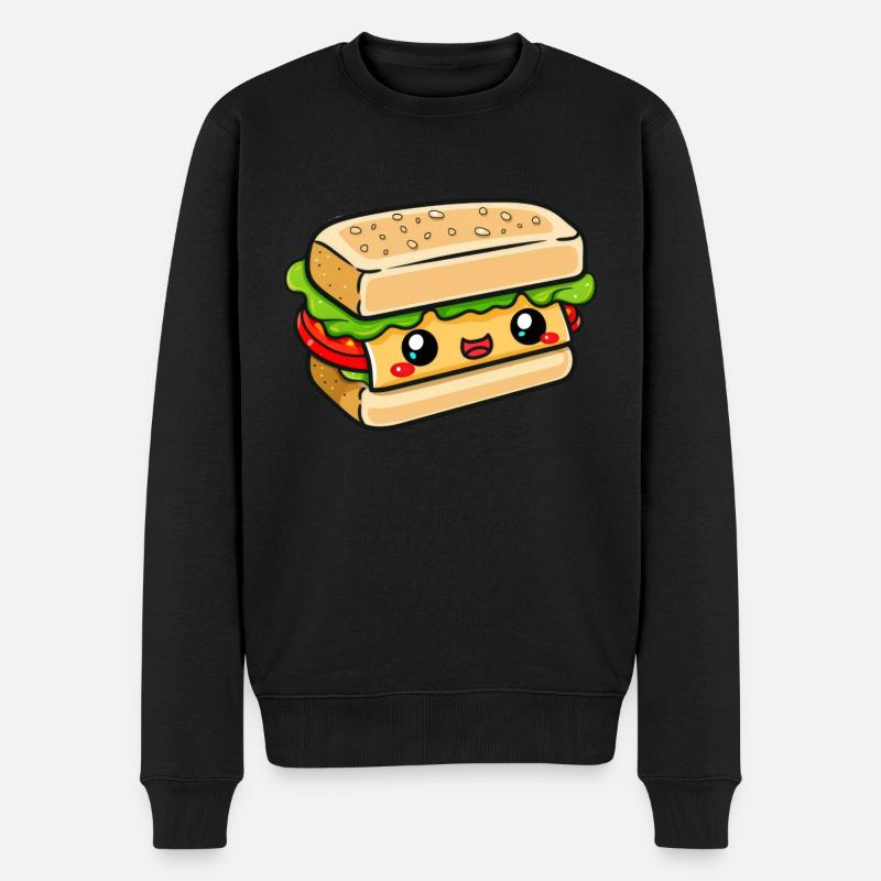 Sandwich mit Gesicht - Männer Premium Bio Pullover - Schwarz
