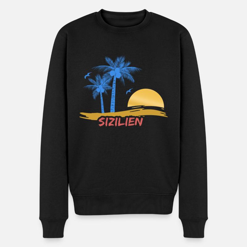 Strand Sizilien - Männer Premium Bio Pullover - Schwarz