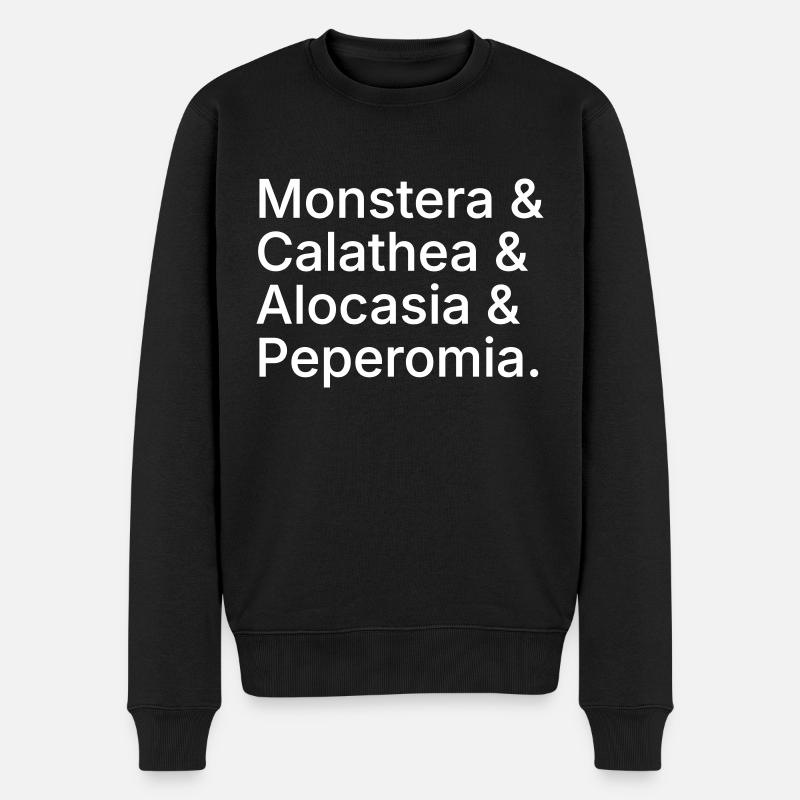 Monstera & Calathea & Alocasia & Peperomia - Männer Premium Bio Pullover - Schwarz