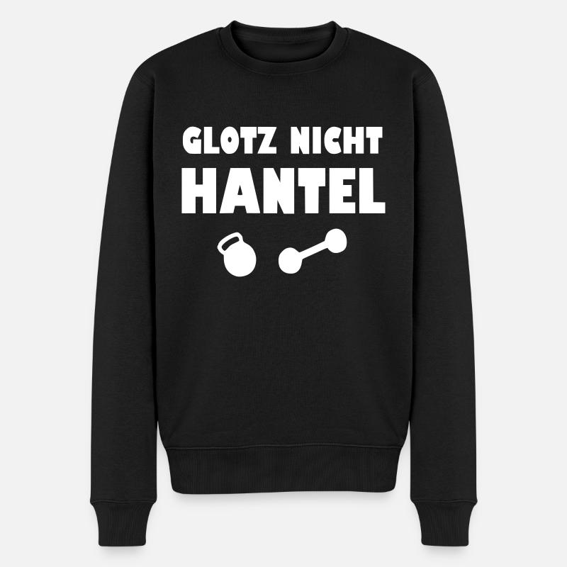 Glotz nicht hantel - Männer Premium Bio Pullover - Schwarz