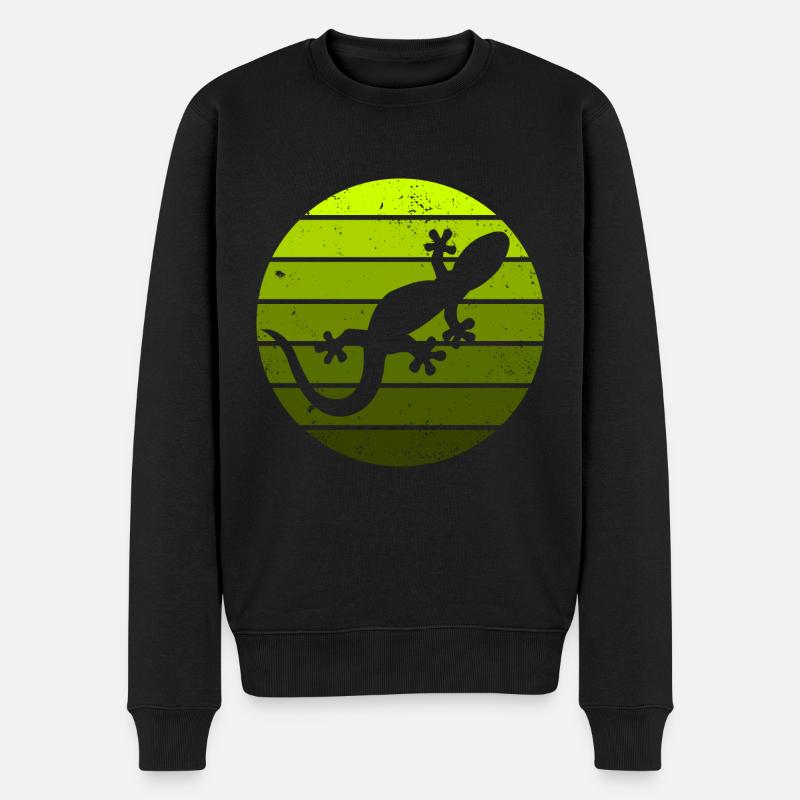 Eidechse Gecko Salamander Reptil Echse Sunset - Männer Premium Bio Pullover - Schwarz