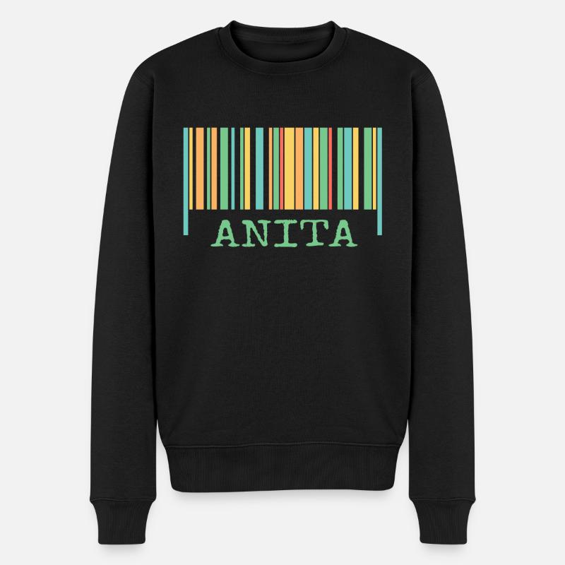 Strichcode Anita - Männer Premium Bio Pullover - Schwarz