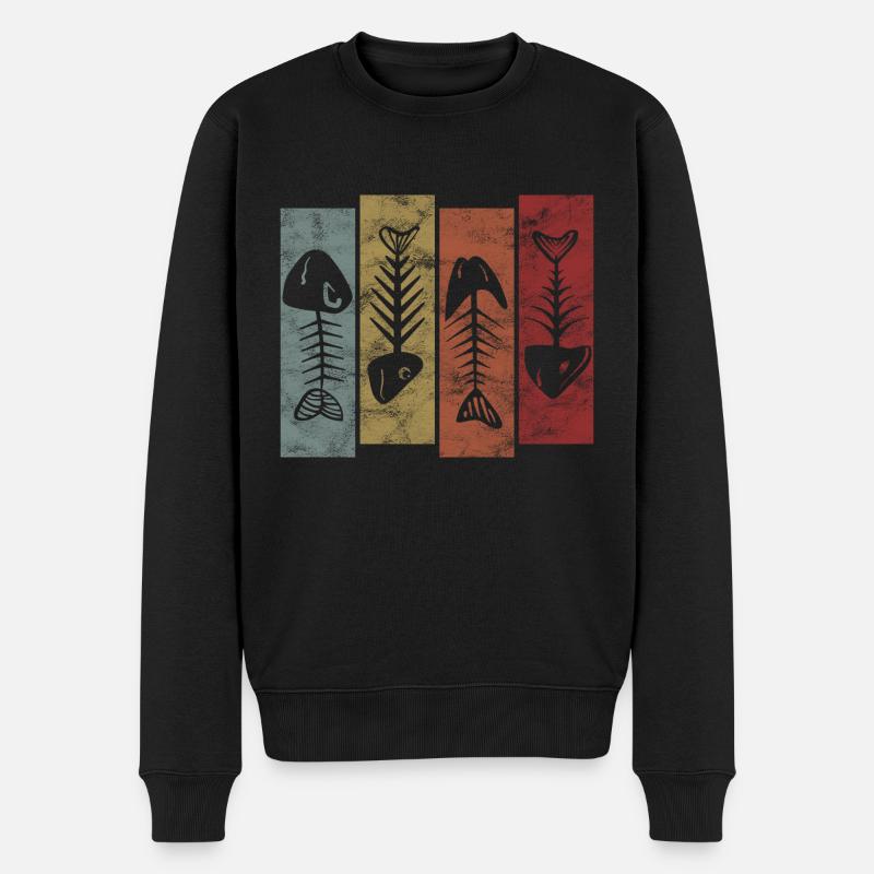 Pêche Pêche pêche poisson rétro - Pull Premium bio Homme - noir