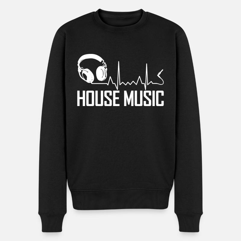 House Music Kopfhörer Herzschlag - Männer Premium Bio Pullover - Schwarz
