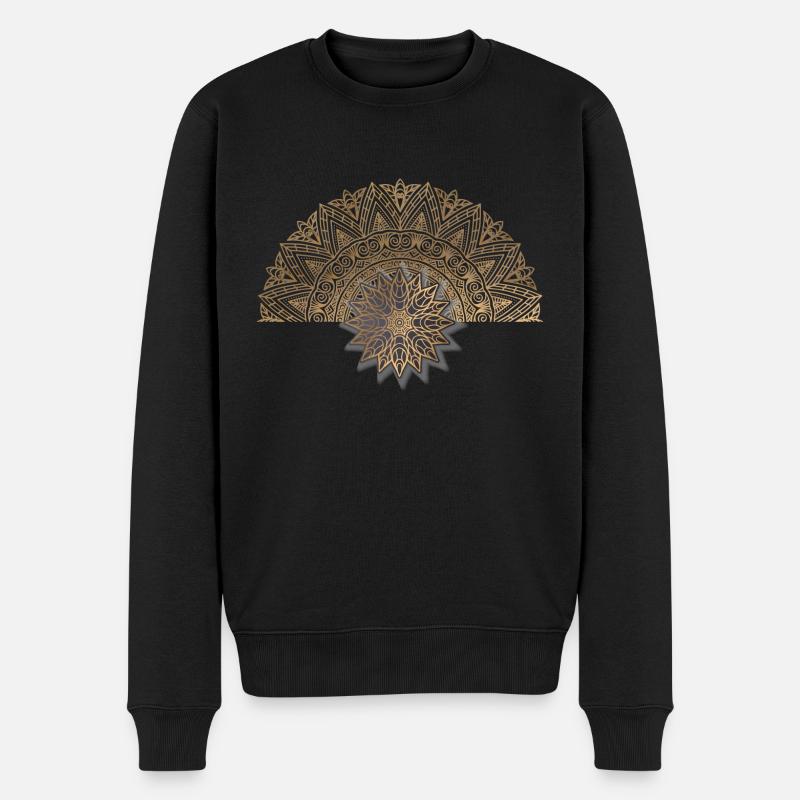 Luxuriöser goldener Kreis - Männer Premium Bio Pullover - Schwarz