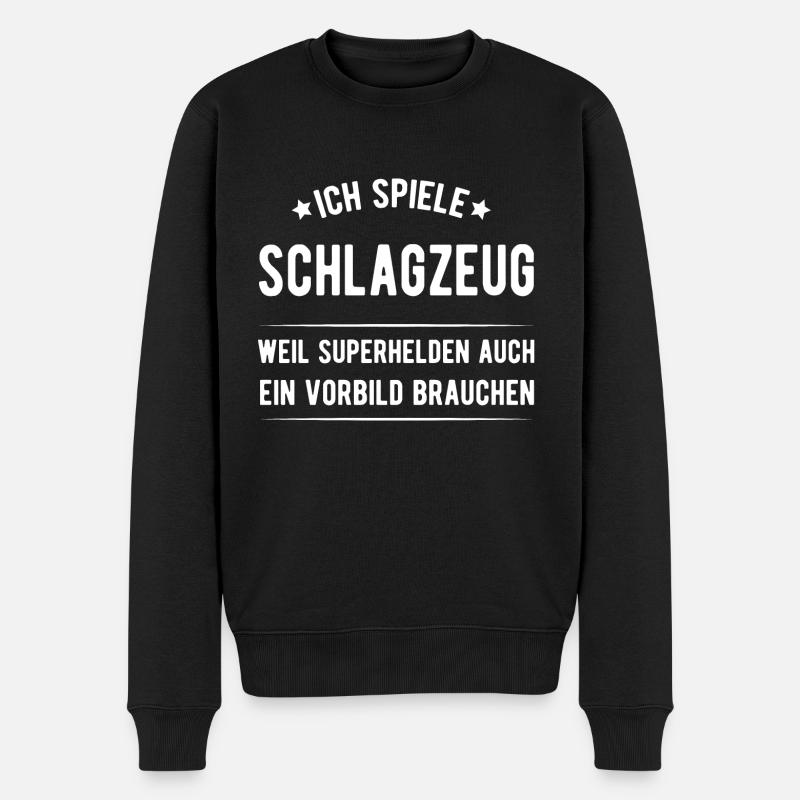 Schlagzeug - Männer Premium Bio Pullover - Schwarz