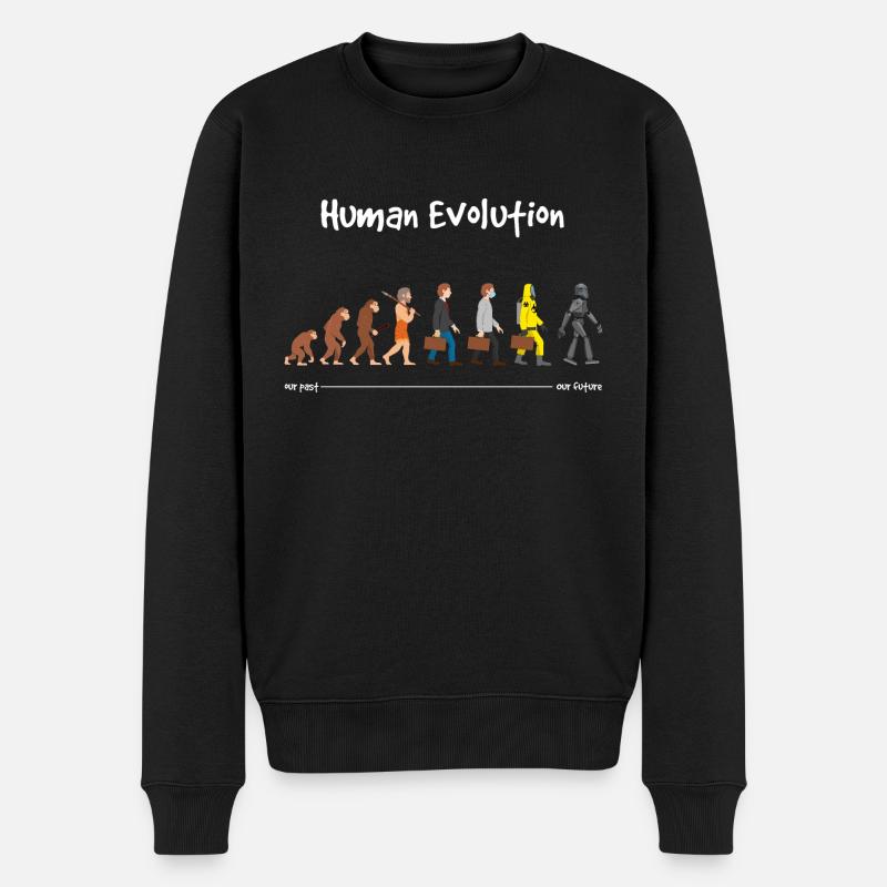 Evolution unsere Zukunft Dunkel - Männer Premium Bio Pullover - Schwarz