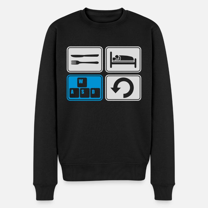 Gaming täglich wiederholen Computer - Männer Premium Bio Pullover - Schwarz