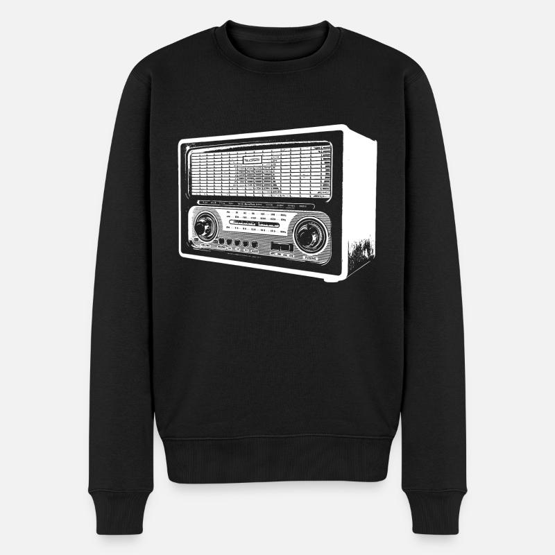 Retro Radio - Männer Premium Bio Pullover - Schwarz