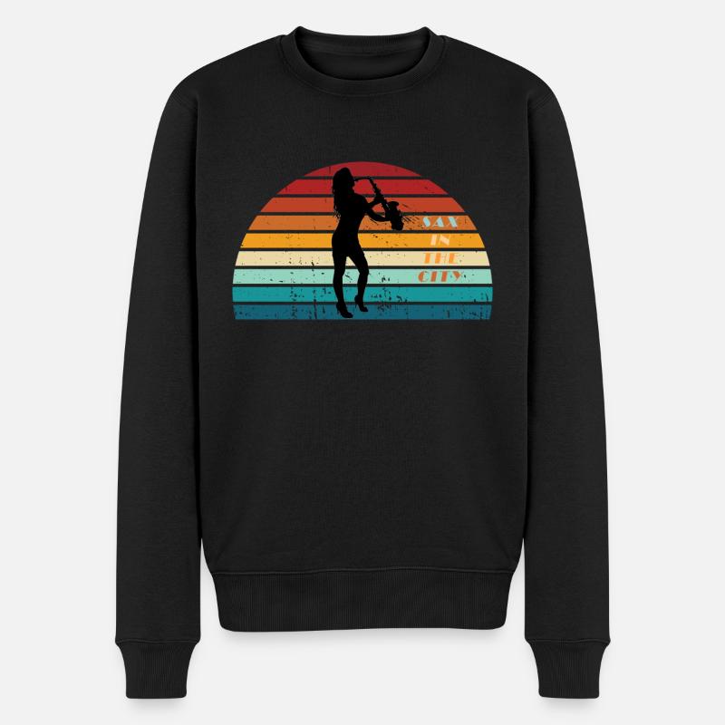 Saxophone en ville, saxophone et danse - Pull Premium bio Homme - noir