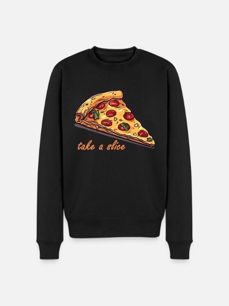 Liebe zur Pizza - Männer Premium Bio Pullover - Schwarz