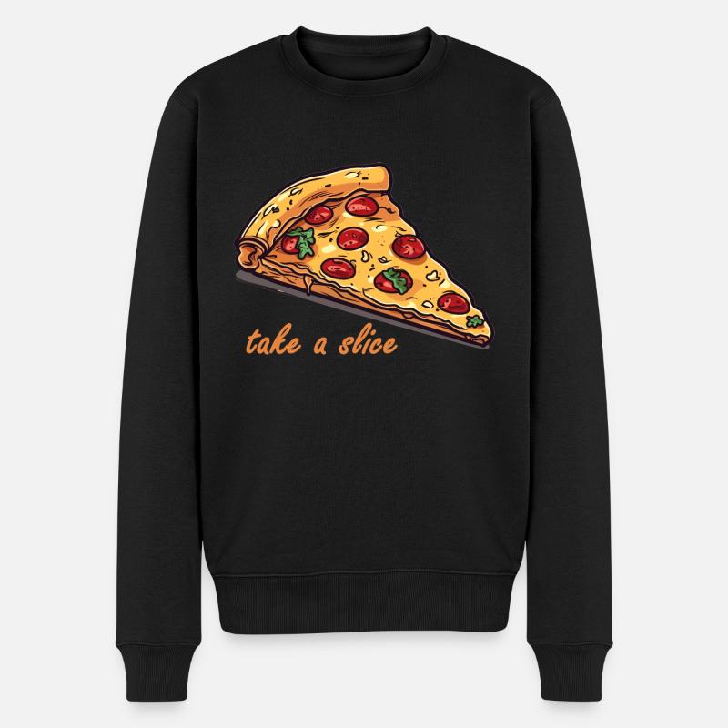 Liebe zur Pizza - Männer Premium Bio Pullover - Schwarz
