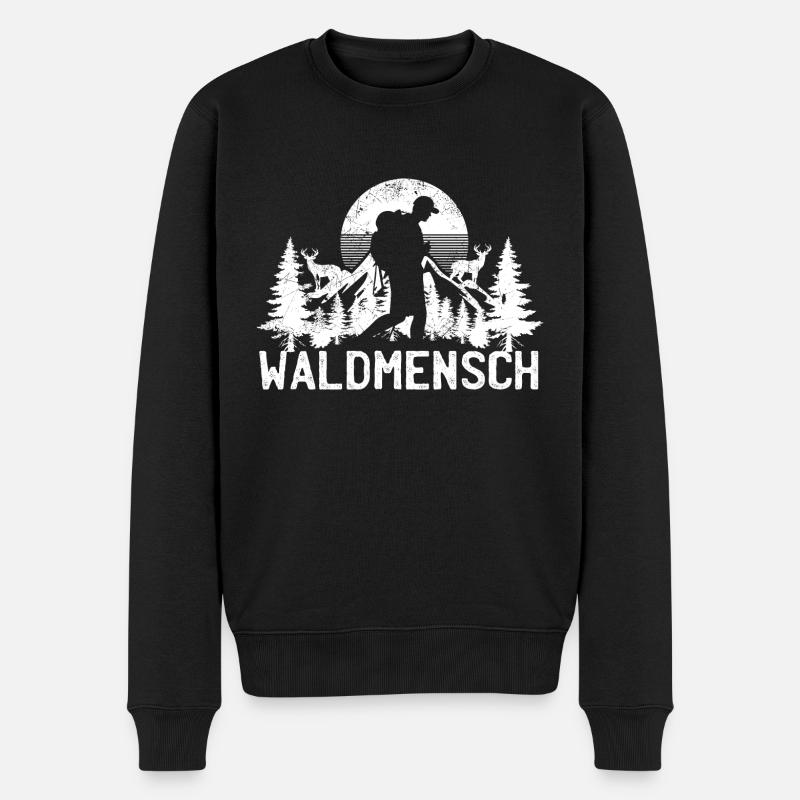 Waldmensch Wandern Naturliebhaber - Männer Premium Bio Pullover - Schwarz