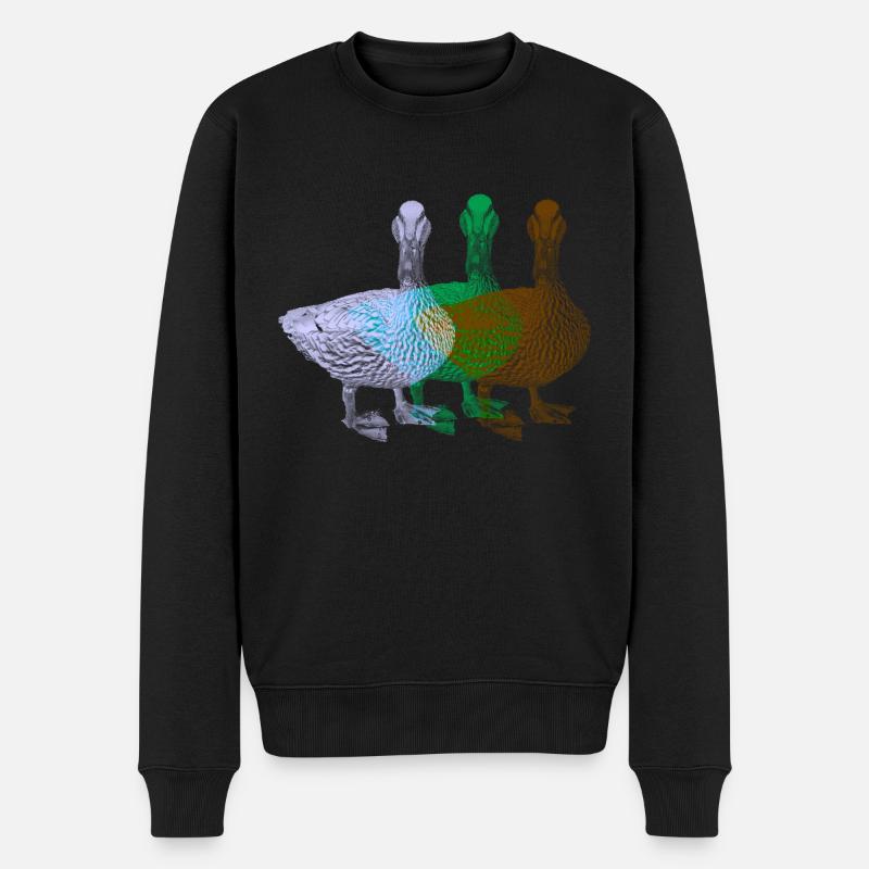 Ente,pop-art, bunte Enten - Männer Premium Bio Pullover - Schwarz