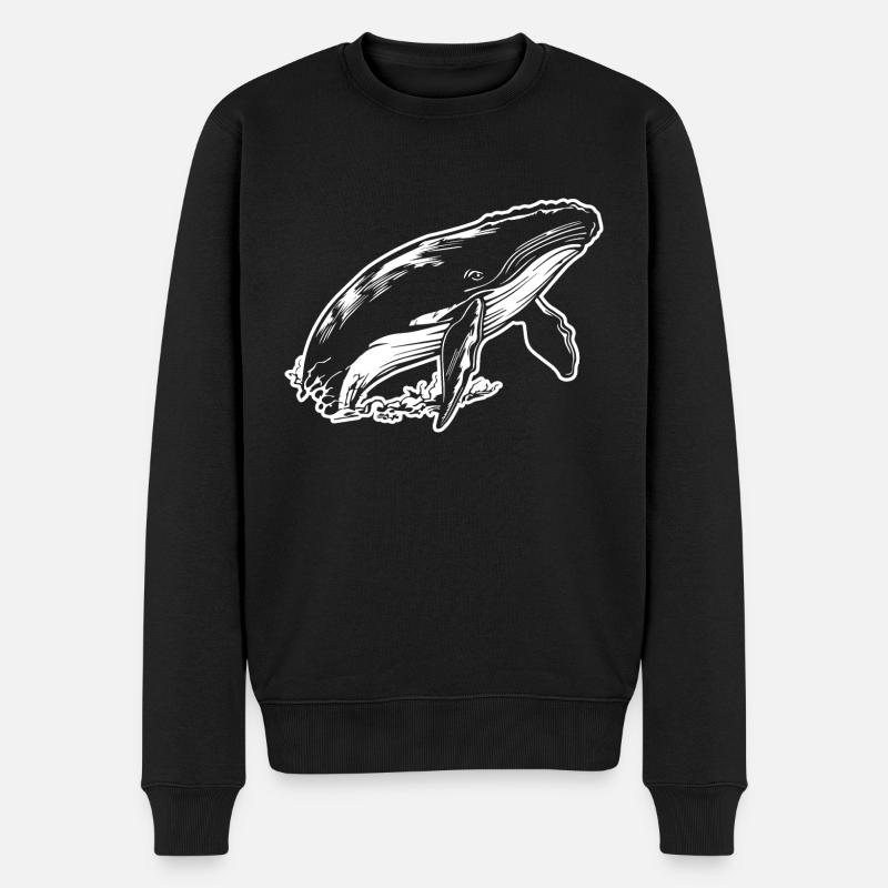 Baleine Poisson de mer - Pull Premium bio Homme - noir