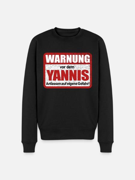 Yannis Name Lustiges Warnschild - Männer Premium Bio Pullover - Schwarz