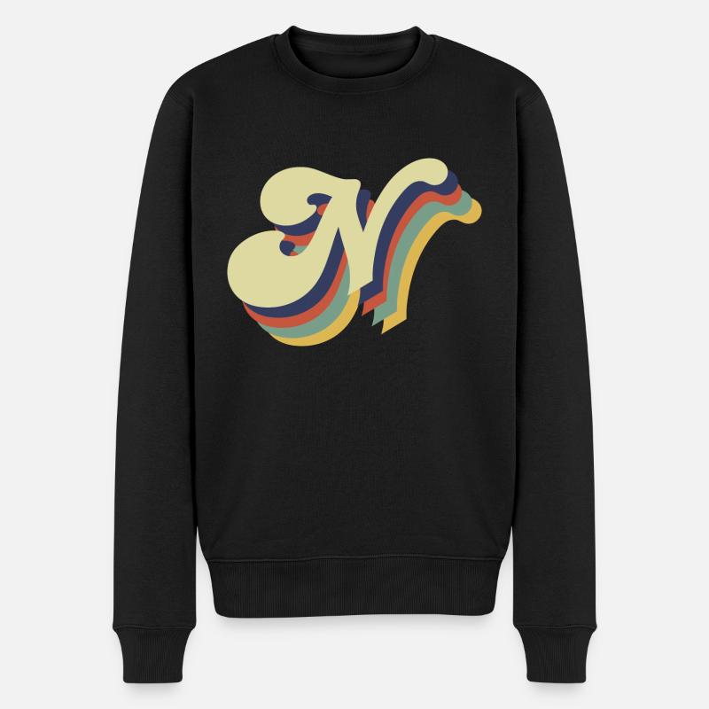 Lettre n rétro - Pull Premium bio Homme - noir