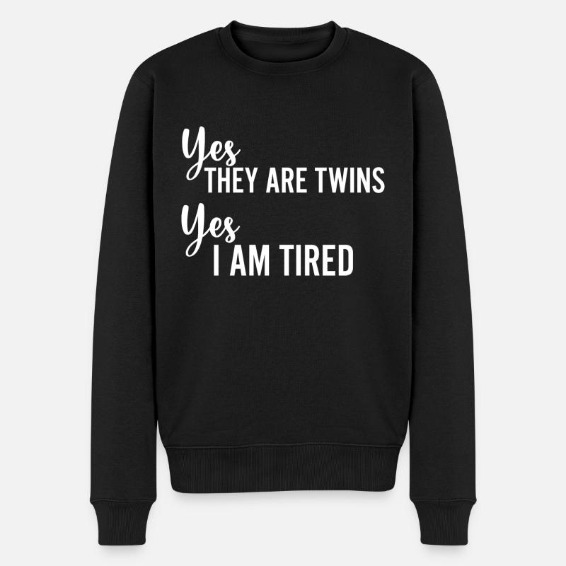 Ja, sie sind Zwillinge, ja, ich bin müde, lustige Eltern - Männer Premium Bio Pullover - Schwarz