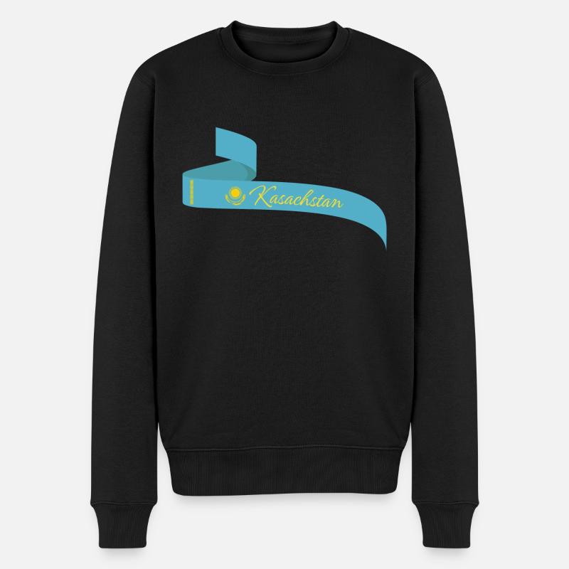 Kasachstan - Männer Premium Bio Pullover - Schwarz