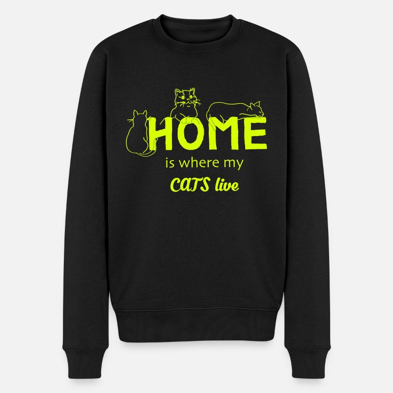 Katzen Zuhause - Männer Premium Bio Pullover - Schwarz
