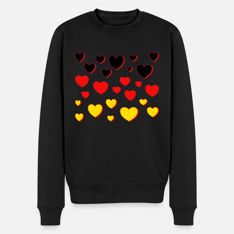 deutschland Fahne Herzen - Männer Premium Bio Pullover - Schwarz