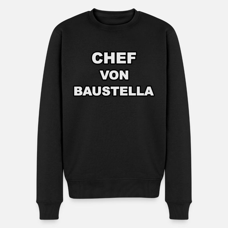 Chef von Baustella - Männer Premium Bio Pullover - Schwarz