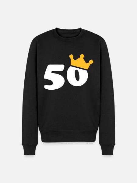 50 Krone 50 Geburtstag 50 Jahre - Männer Premium Bio Pullover - Schwarz