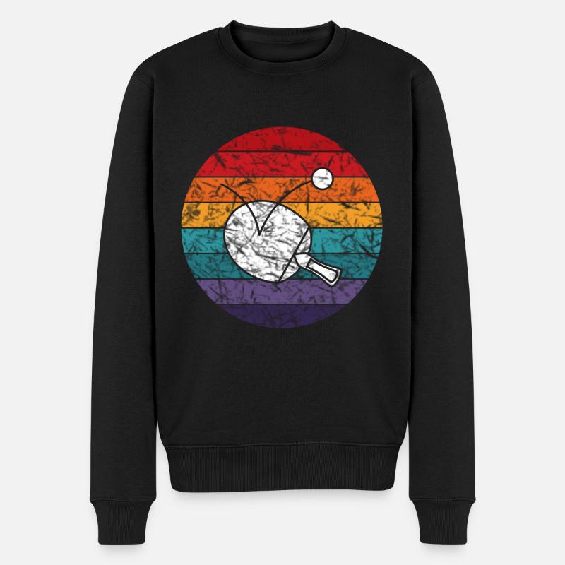 Retro Tischtennis Design - Männer Premium Bio Pullover - Schwarz