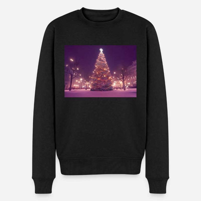 Weihnachtsbaum im WInter - Männer Premium Bio Pullover - Schwarz