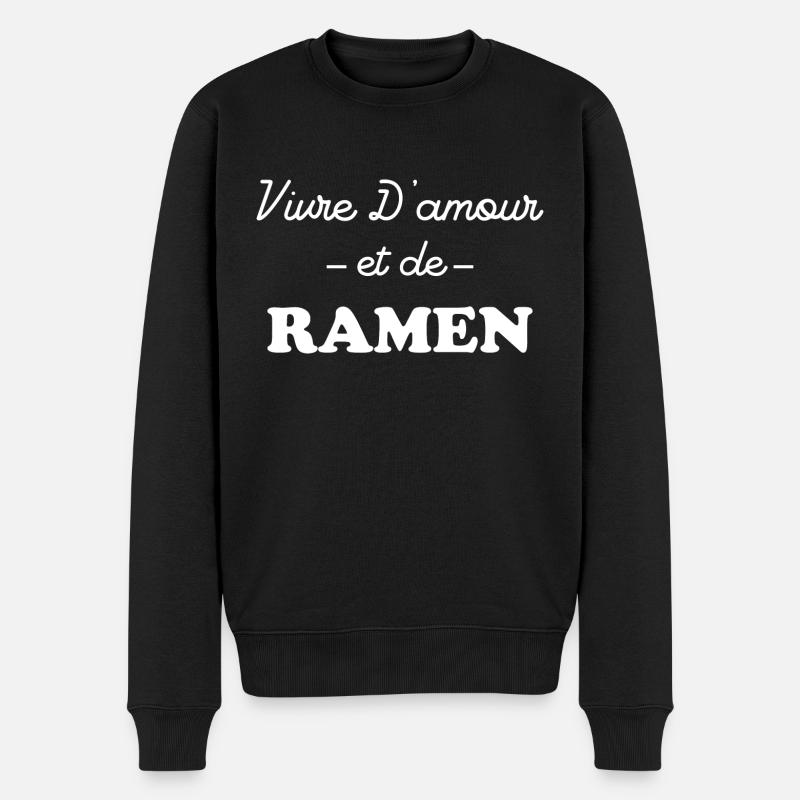 Vivre d'amour et ramen - Pull Premium bio Homme - noir
