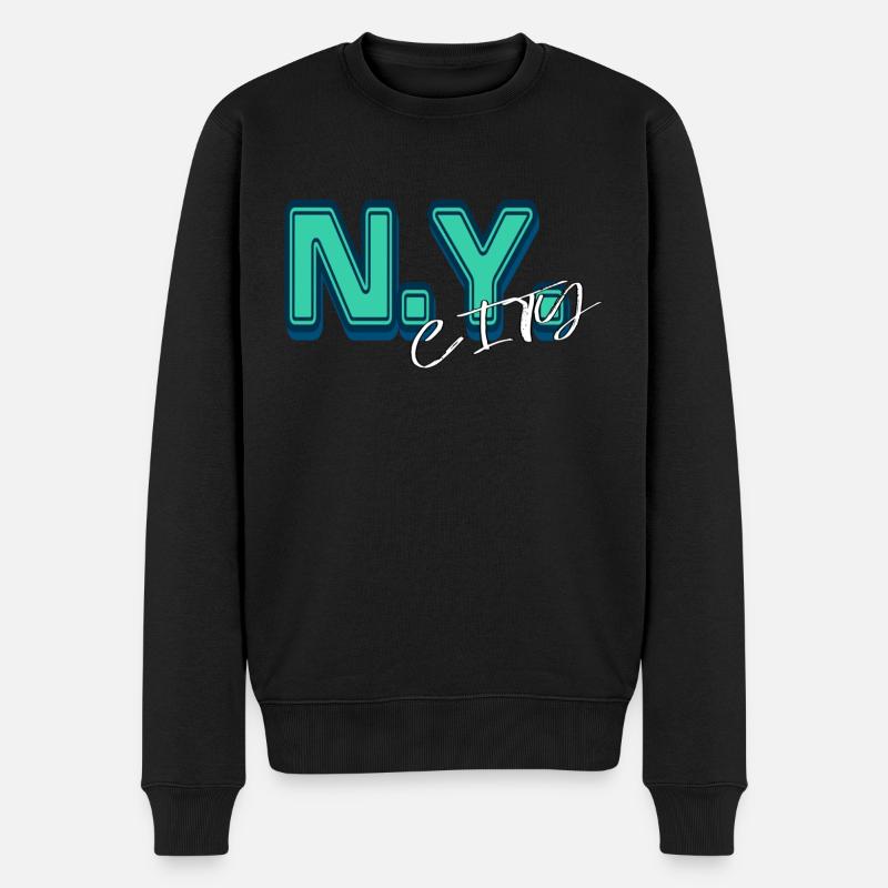 N.Y.City - Männer Premium Bio Pullover - Schwarz