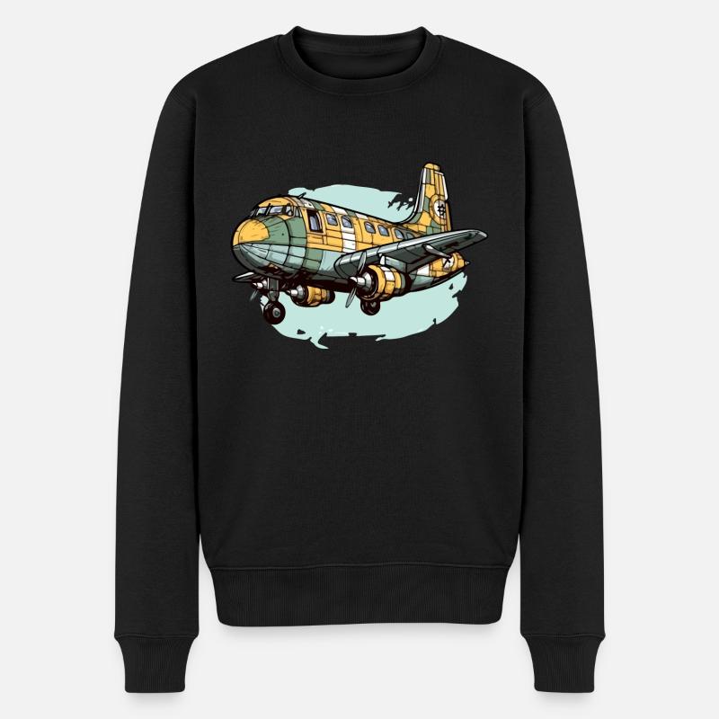Passagierflugzeug - Männer Premium Bio Pullover - Schwarz