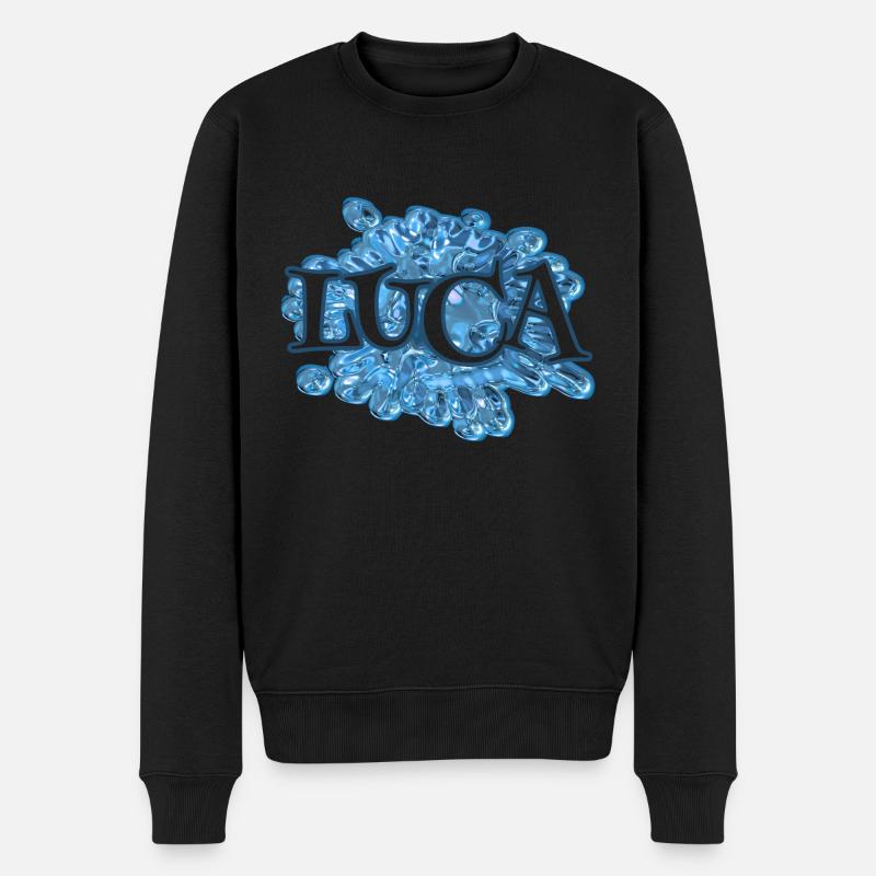 Wassertropfen für Luca Luca Name - Männer Premium Bio Pullover - Schwarz