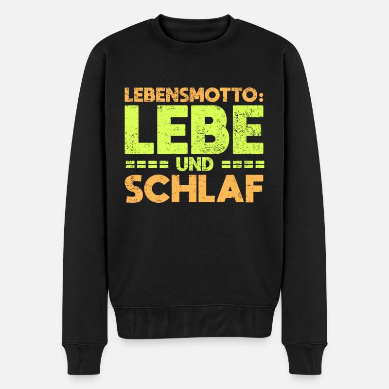 Lebensmotto: Lebe Und Schlaf - Männer Premium Bio Pullover - Schwarz