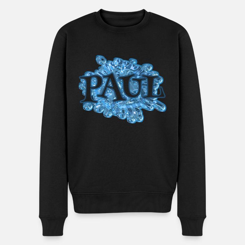 Wassertropfen Name Paul - Männer Premium Bio Pullover - Schwarz